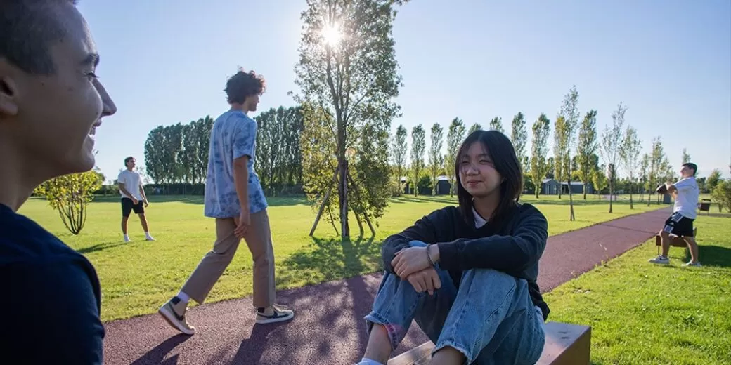 H-FARM students take a break outside the boarding house