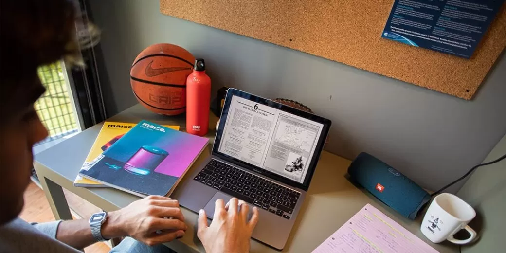 Student works on his assignments in H-FARM boarding house