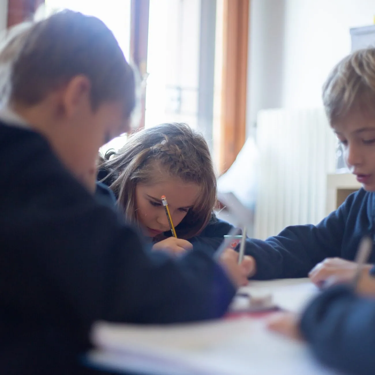 Students do their classwork at H-IS Vicenza