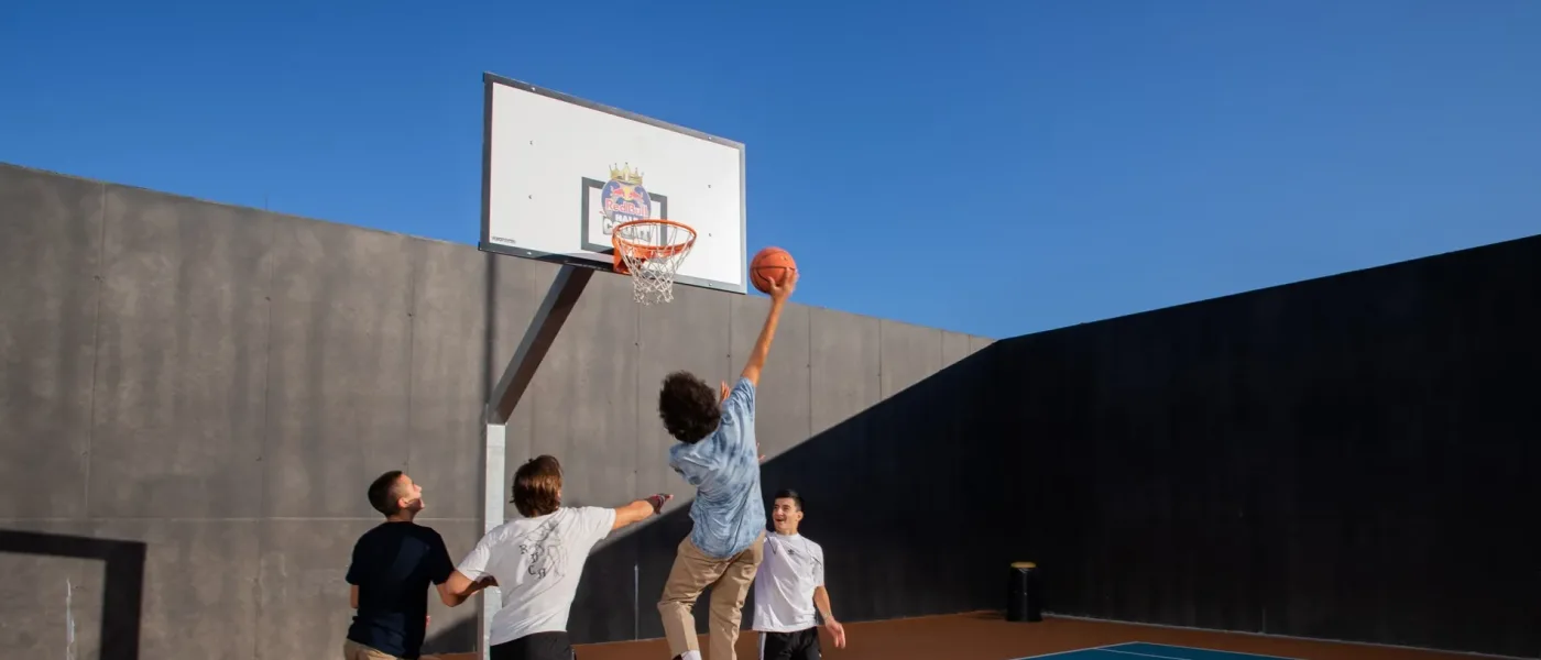 Students play basketball after school in H-FARM