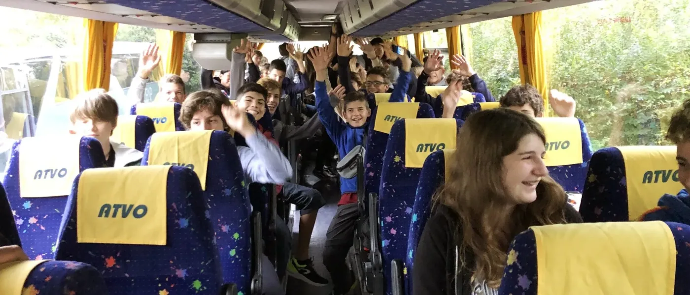 H-IS students inside the school bus